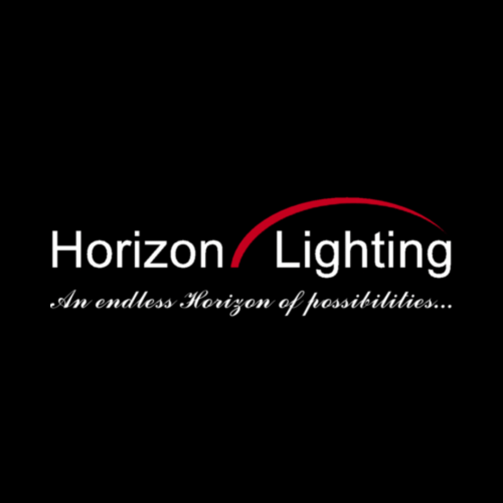 horizon lighting - square logo over black